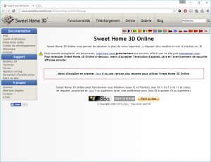 Capture du site pour Sweet Home 3D online