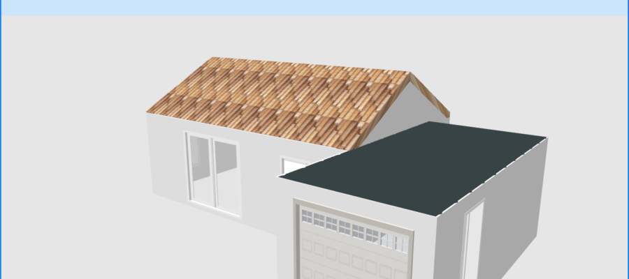 Vue 3D de la maison au toit plat