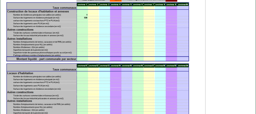 Simulateur Excel pour calculer le montant de la taxe d'amenagement