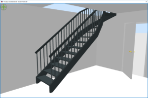 Vue virtuelle 3D de l'escalier tournant du rez-de-chaussée