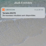 Alertes d'annonces de terrains sur smartphone